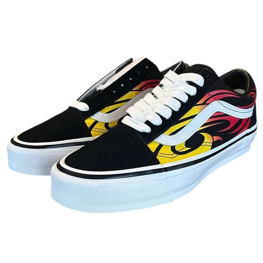 Vans Premium Flame Old Skool Y2K Skate Sneakers Black VN000D56MCG US M7/W‎ 8.5